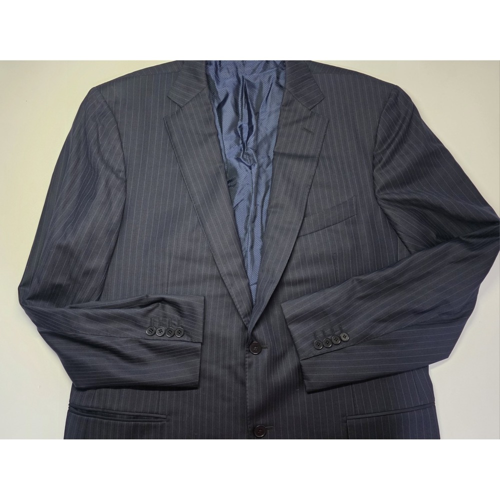 Ermenegildo Zegna Mens Size 58L Navy Blue Pin Striped Wool Blazer